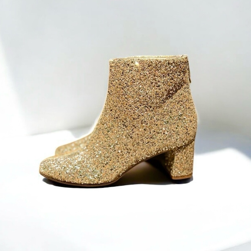 🌻Kate Spade Junelle Gold Glitter Booties | Women's Size 6.5
